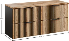Comad Kúpeľňová skrinka pod doskové umývadlo set Xilo 120 sivá/dub wotan