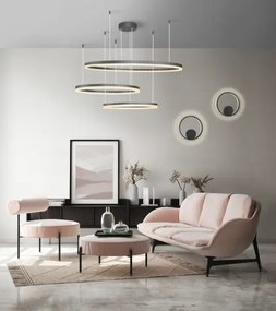 Moderný luster Halo 120+100+80 CCT čierna s diaľkovým ovládaním