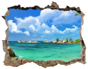 Díra 3D ve zdi nálepka Seychelles beach nd-k-37245256