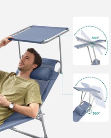 SONGMICS Lehátko, Skladacie ležadlo 193 x 53 x 29 cm, Modré