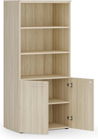Kombinovaná kancelárska skriňa PRIMO WOOD, nízke dvere, 800 x 500 x 1781 mm, dub prírodný