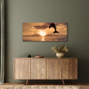 Obraz - Delfín pri západe slnka (120x50 cm)