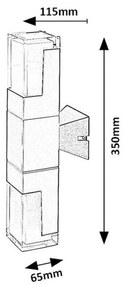 Rabalux 77127 vonkajšie nástenné LED svietidlo Darwas, 12 W, 12 W