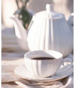 Porcelánová 15-dielna kávová súprava, biela