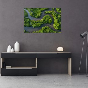 Obraz - Lesná krajina s riekou (90x60 cm)