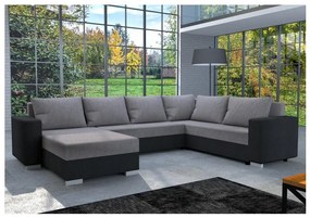 Čalúnená univerzálna rozkladacia sedacia súprava do U YORK šedá/čierna