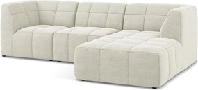 Béžová rohová pohovka z textílie buklé (pravý roh/s leňoškou) Aloha – Makamii