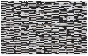 Tempo Kondela Luxusný kožený koberec,  hnedá/čierna/biela, patchwork, 69x140, KOŽA TYP 6