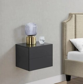Závesný nočný stolík 40x29x30 cm čierny, 2 zásuvky