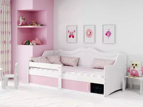 Detská posteľ 80 cm Jalua (biela + ružová) (s roštom, matracom a úl. priestorom). Vlastná spoľahlivá doprava až k Vám domov. 1056443