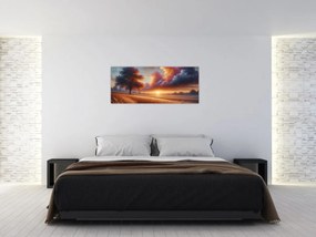 Obraz – Západ slnka na poli (120x50 cm)
