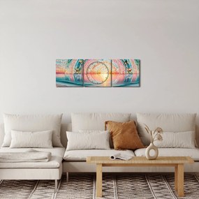 Obraz – Mozaika zapadajúceho slnka (s hodinami) (90x30 cm)