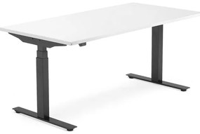 Výškovo nastaviteľný stôl MODULUS, T-rám, 1600x800 mm, biela/čierna