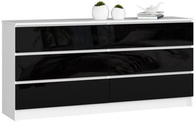 Komoda Rollo V 160 cm biela/čierna lesklá