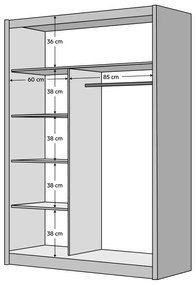 Šatníková skriňa s posuvnými dverami Ladder 150 - čierna / dub craft