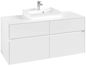VILLEROY &amp; BOCH Collaro závesná skrinka pod umývadlo na dosku (umývadlo v strede), 4 zásuvky, 1200 x 500 x 548 mm, White Matt, C07000MS