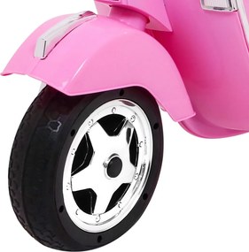 Ramiz Vespa elektrický skúter pre deti Ružová + pomocné kolieska + audio + ekokoža + EVA + pomalý štart