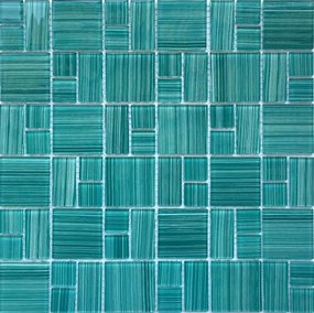 Sklenená mozaika Premium Mosaic tyrkysová 30x30 cm lesk MOS4823MIX3HP, (bal. 0,990 m2 )