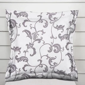 Biante Bavlnená obliečka na vankúš s lemom Sandra SA-184 Sivé kvetované ornamenty na bielom 40 x 40 cm