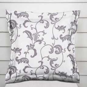 Biante Bavlnená obliečka na vankúš s lemom Sandra SA-184 Sivé kvetované ornamenty na bielom 40 x 60 cm