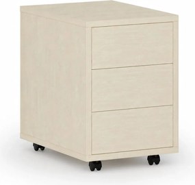 Kancelársky mobilný kontajner PRIMO WOOD, PUSH-lock, 3 zásuvky, breza