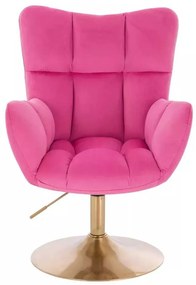 LuxuryForm DESIGN Kreslo AURORA VELUR na zlatom tanieri - tmavo ružové