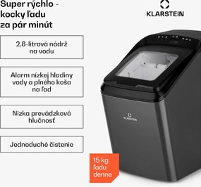 Klarstein Partytime, výrobník ľadu, číry ľad, 15kg/24h, ušľachtilá oceľ