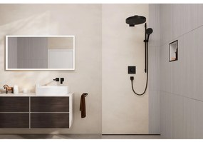 Hansgrohe Rainfinity, sprchová sada 130 3jet EcoSmart s tyčou S Puro 90 cm, čierna matná, HAN-28744670