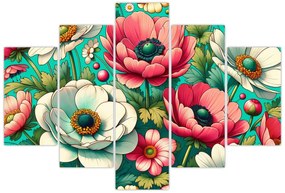 Obraz - Kvety na modrom pozadí (150x105 cm)