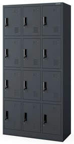 Kovová BHP desiatová skrinka MARCIN, 900 x 1850 x 400 mm, antracitová