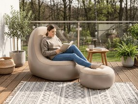 Nafukovacie kreslo s taburetom RESTIO 86x88 cm, béžové