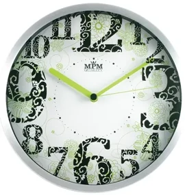 Nástenné hodiny MPM, 2524.7000 - strieborná/biela, 30cm