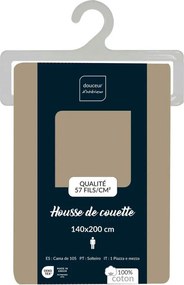 Svetlohnedé bavlnené obliečky na jednolôžko 140x200 cm Lina – douceur d'intérieur