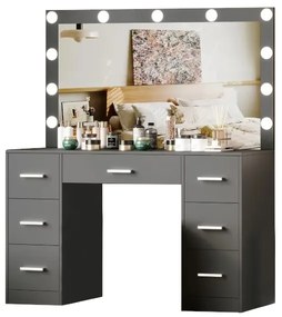 Veľký toaletný stolík s osvetlením 80 x 40 x 110cm čierny