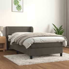 Posteľný rám boxspring s matracom tmavosivý 100x200 cm zamat 3127536