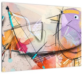 Sklenený obraz - Abstrakcia, vtáčik (70x50 cm)