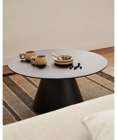 Čierny okrúhly konferenčný stolík so sklenenou doskou ø 80 cm Wilshire – Kave Home