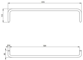 Deante Silia, nástenný držiak na uteráky 615mm, oceľová, DEA-ADI_F621