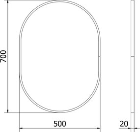 Mexen Loft oválne kúpeľňové zrkadlo 70 x 50 cm, čierny rám - 9851-070-050-000-70