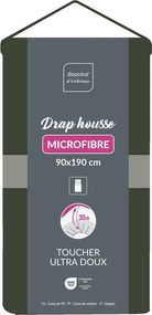 Khaki napínacia plachta z mikrovlákna 90x190 cm Oscar – douceur d'intérieur