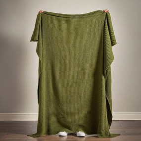 Zelená bavlnená deka 150x200 cm Jaipur Chunky Waffle – Pineapple Elephant