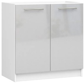 Spodná kuchynská skrinka pod drez OLIWIA S80 biela / metalická, lesk