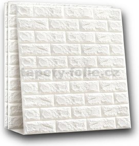 Samolepiace penové 3D panely 0002, cena za kus, rozmer 70 x 77 cm, tehla biela, IMPOL TRADE