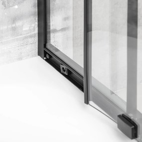 Novoterm Štvrťkruhový sprchový kút NV-Aruba BL 80 SV, čierny/transparent + vanička biela