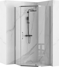 Päťuholníkový sprchovací kút REA AXIN 90x90 cm, chróm/transparent + vanička Diamond čierna