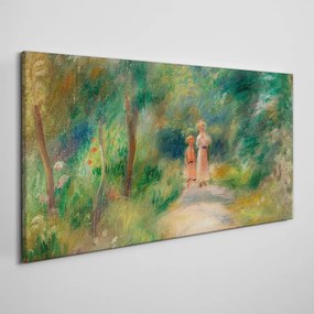 Obraz na plátne Baby žena s lesnou cestou