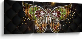 Obraz - Čarovný motýľ (s hodinami) (90x30 cm)