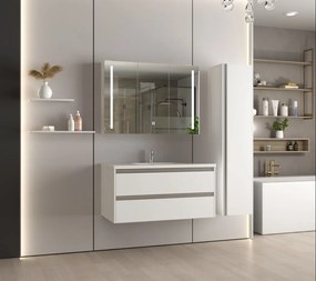 Erga Hana, zrkadlová galérka s LED osvetlením 100x70cm s integrovanou zásuvkou, biela, ERG-V05-HANA-1070-WH