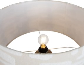 Drevená stojaca lampa s béžovým a bielym pruhovaným tienidlom 50 cm - Tripod Classic