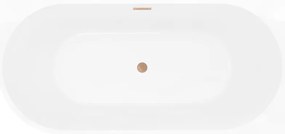 Mexen Silo, rohová voľne stojaca ryhovaná vaňa, pravá, 150 x 75 cm, biela lesklá, medený matný prepad, 52891507500P-65